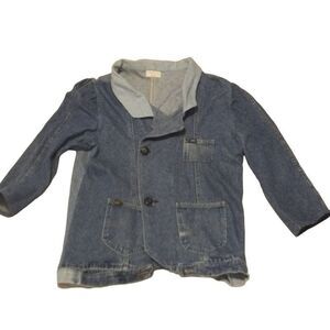 Lee Jeans Jacket Women Sz L Blue‎ Denim Double Breasted Reworked Vintage